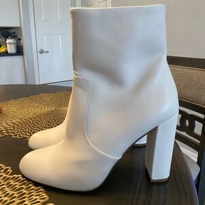 Steve Madden White Ankle Booties